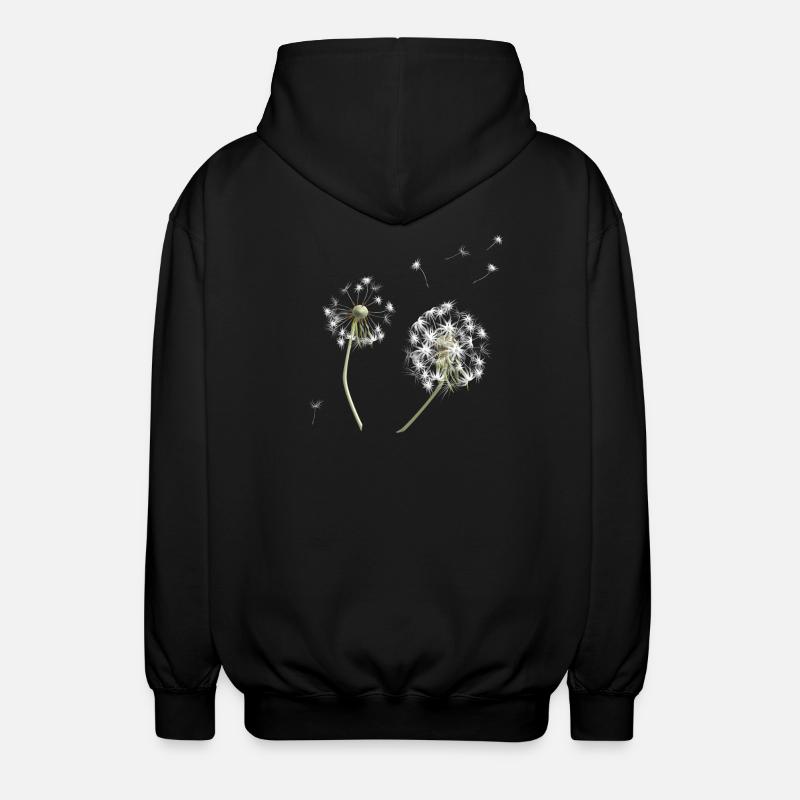 Weiße Löwenzahn-Silhouette - Unisex Kapuzenjacke - Schwarz
