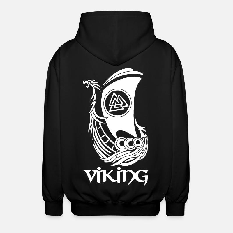 Symbole viking d'un drakkar blanc - Veste à capuche unisexe - noir