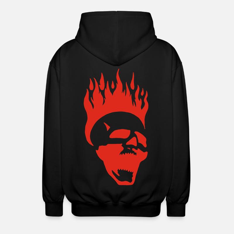 Flammender schreiender Schädel (rot) - Unisex Kapuzenjacke - Schwarz