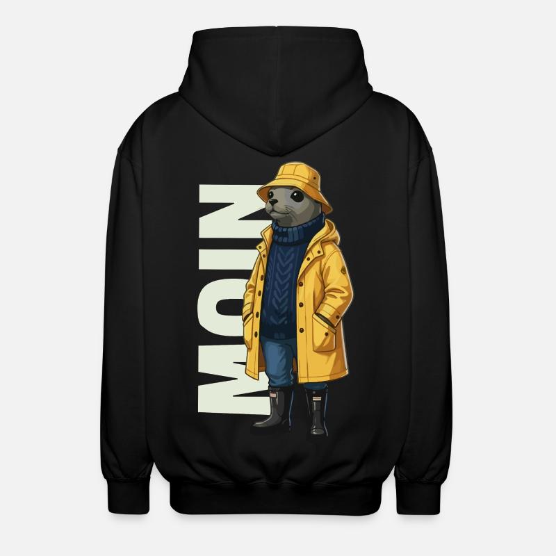 Seal Moin – Conception d’imperméable - Veste à capuche unisexe - noir