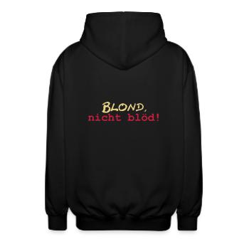Blond nicht blöd - Unisex Kapuzenjacke - Schwarz - Hinten - AI Model Male 185 light (185cm)