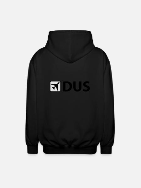Lufthavn - Lufthavn - DUS - Düsseldorf - 3 Brev - Unisex hættejakke. - sort