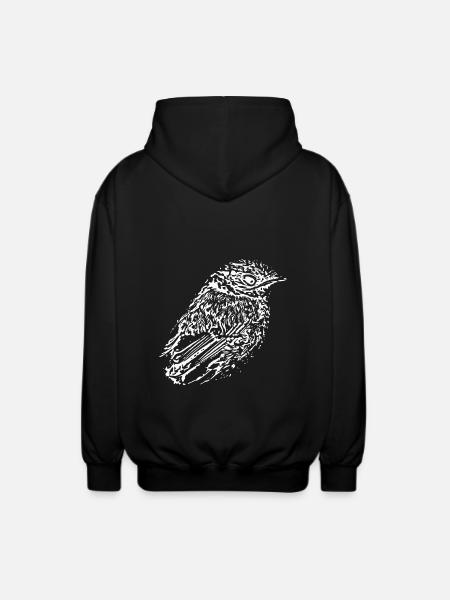 Bird white - Unisex Hooded Jacket - black
