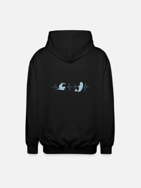 Beluga Heartbeat - Gift Idea - Unisex Hooded Jacket - black