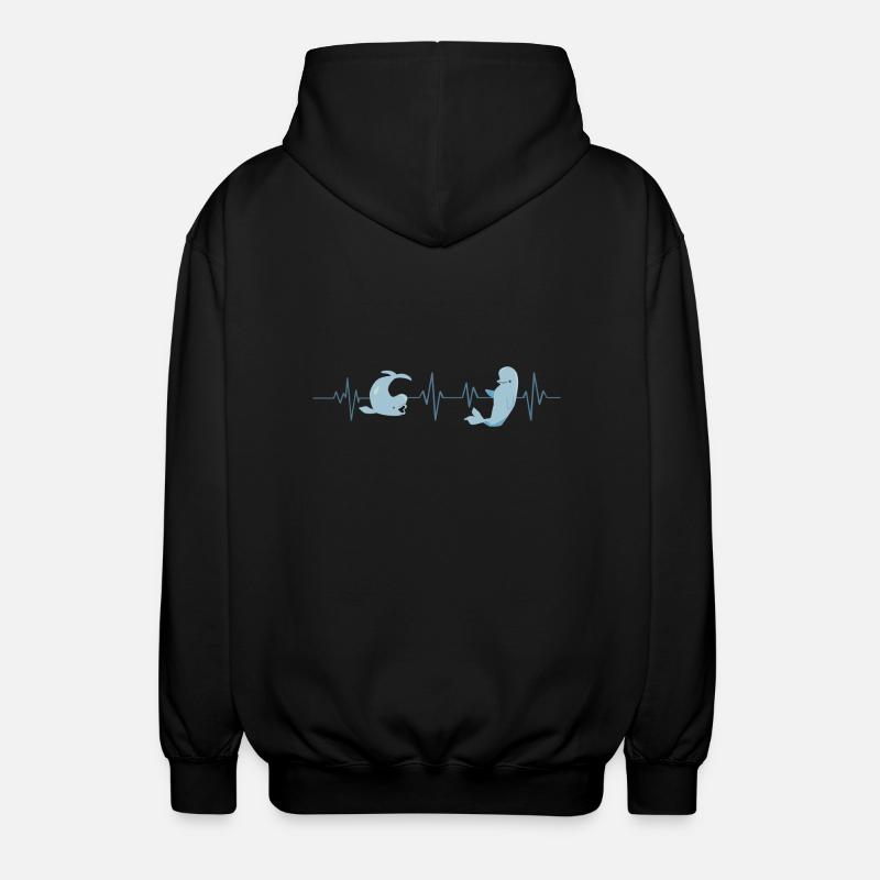 Beluga Heartbeat - Geschenkidee - Unisex Kapuzenjacke - Schwarz