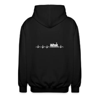 Eisenbahn Heartbeat - Unisex Kapuzenjacke - Schwarz - Hinten - AI Model Male 185 light (185cm)