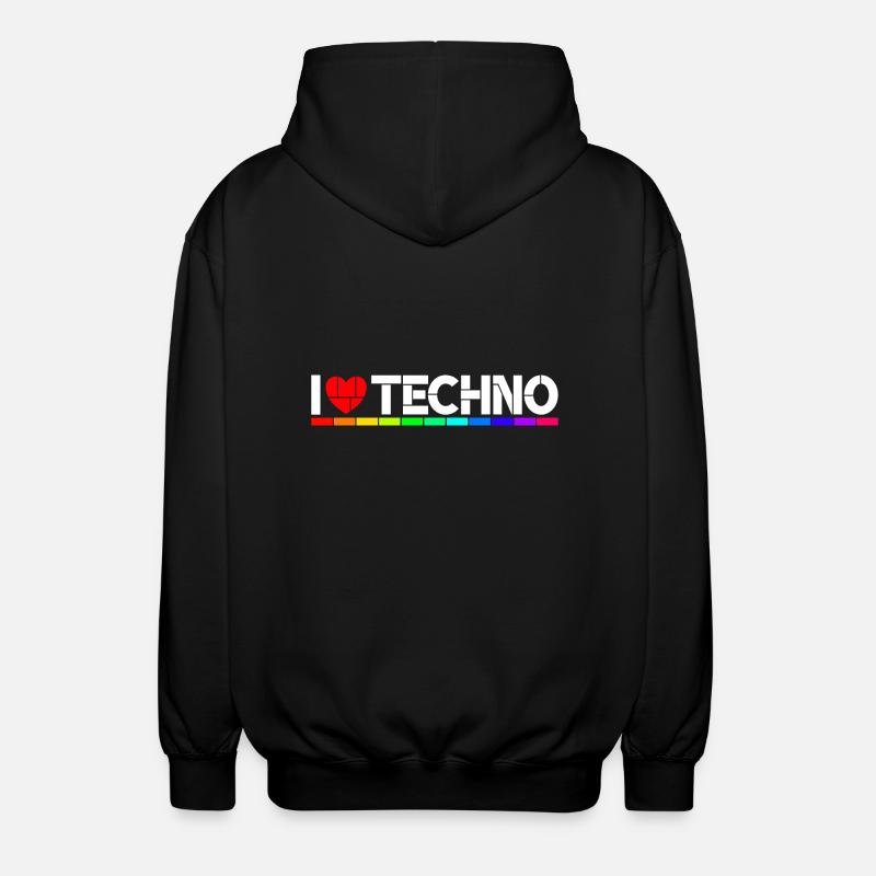 I love Techno - Veste à capuche unisexe - noir