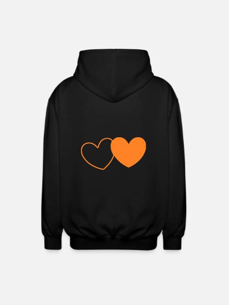 Valentine's Day Heart Orange - Unisex Hooded Jacket - black