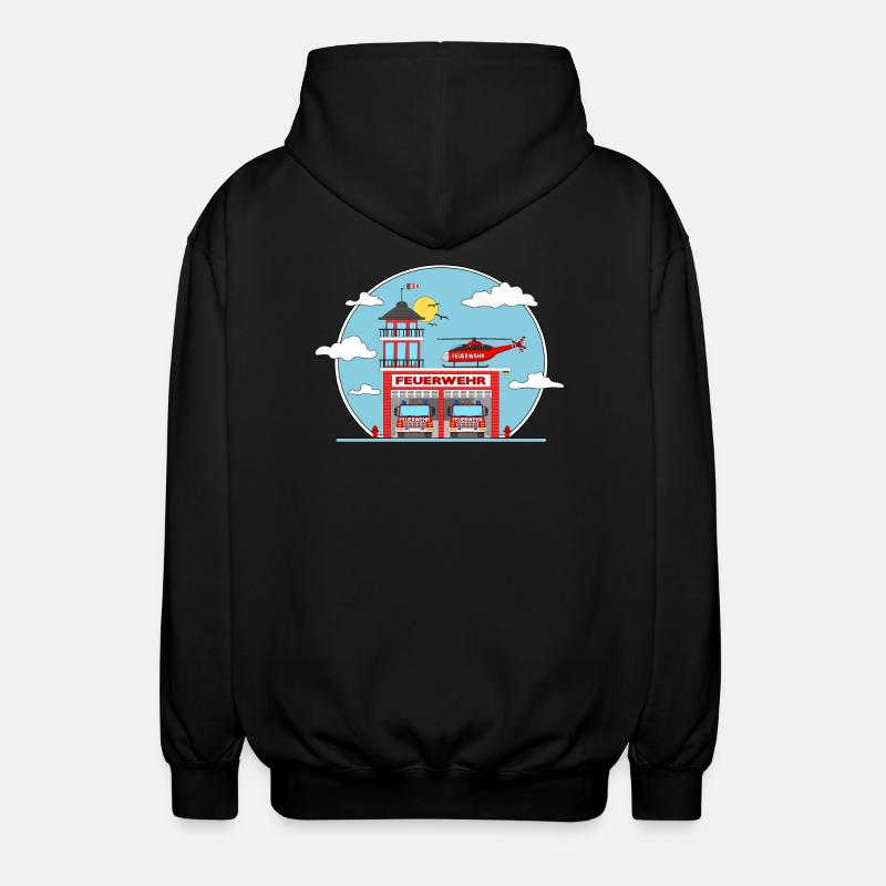 Hélicoptère et camion de pompiers - Veste à capuche unisexe - noir