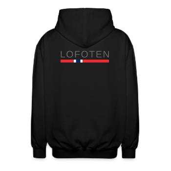 Lofoten Norwegen - Unisex Kapuzenjacke - Schwarz - Hinten - AI Model Male 185 light (185cm)