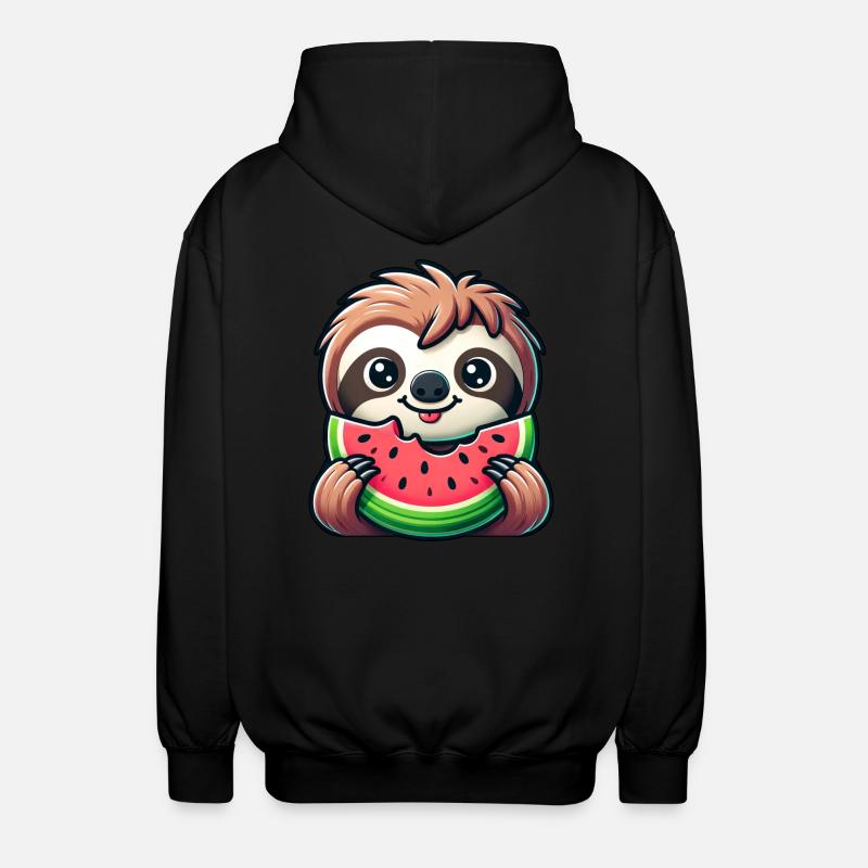 Faultier Sommerfrucht Melone - Unisex Kapuzenjacke - Schwarz