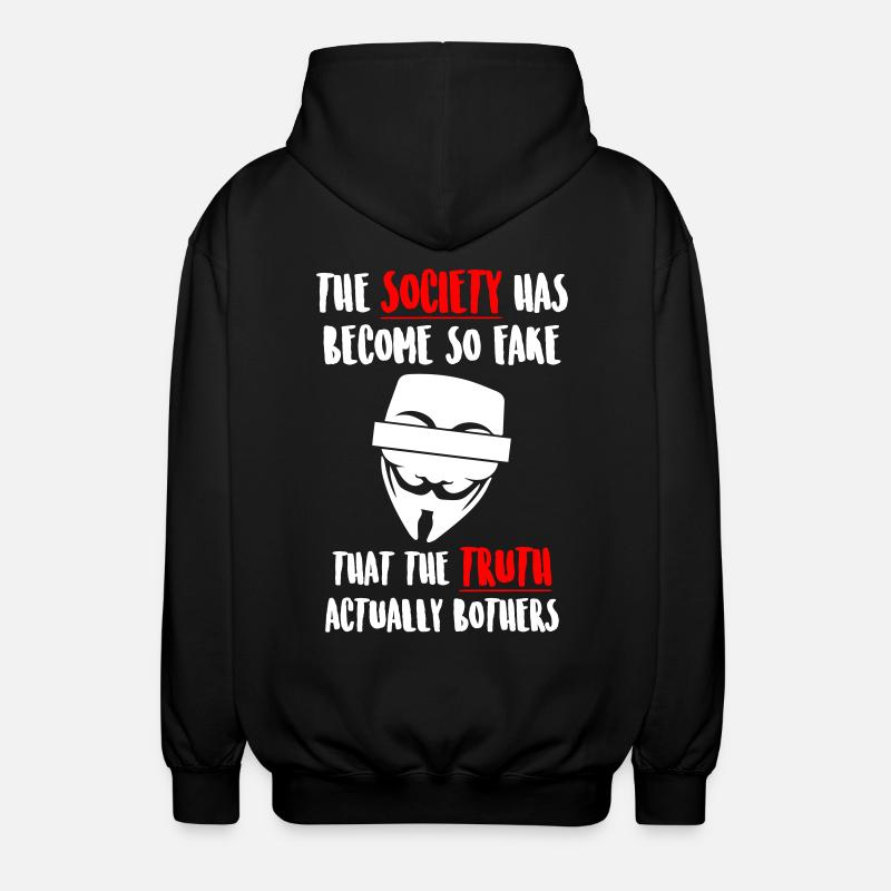 Fake Society Anonymous - Unisex Kapuzenjacke - Schwarz