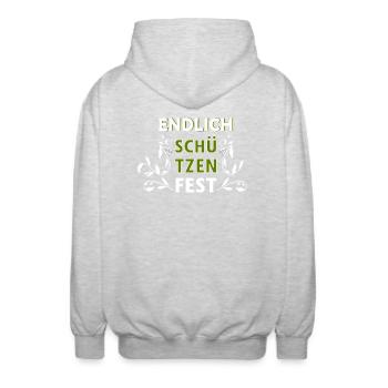 Endlich Schützenfest - Unisex Kapuzenjacke - Hellgrau meliert - Hinten - AI Model Male 185 light (185cm)