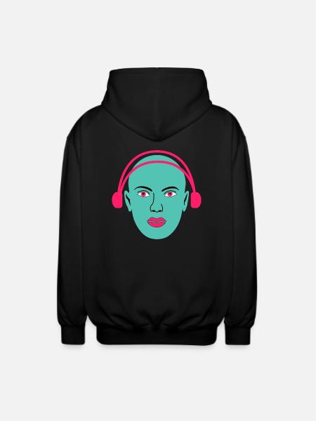 Frau hört Musik - Unisex Kapuzenjacke - Schwarz