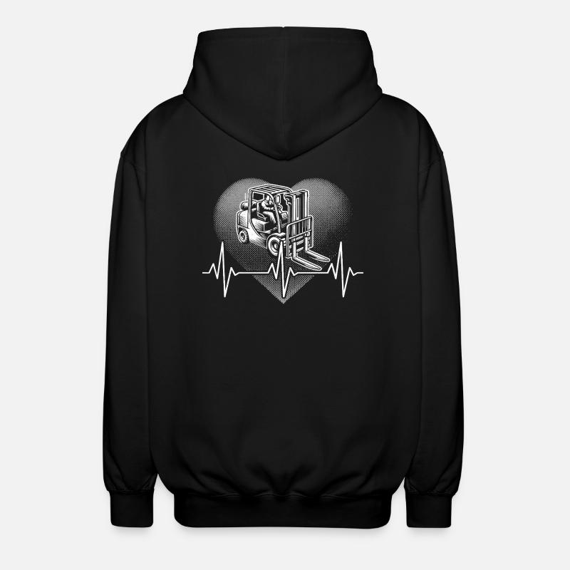 Herzschlag Gabelstapler - Unisex Kapuzenjacke - Schwarz