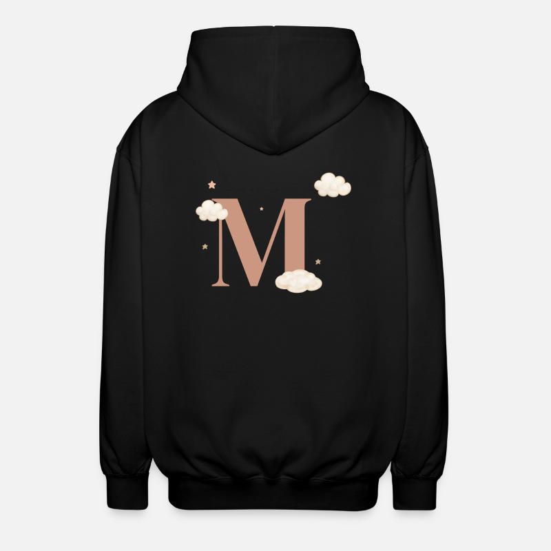 Letter m clouds stars - Unisex Hooded Jacket - black