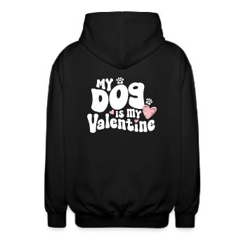 "My dog is my Valentine" / V-Day - Unisex Kapuzenjacke - Schwarz - Hinten - AI Model Male 185 light (185cm)