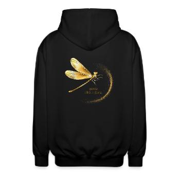„Frei wie eine Libelle – dein Shirt, dein Style“ - Unisex Kapuzenjacke - Schwarz - Hinten - AI Model Male 185 light (185cm)