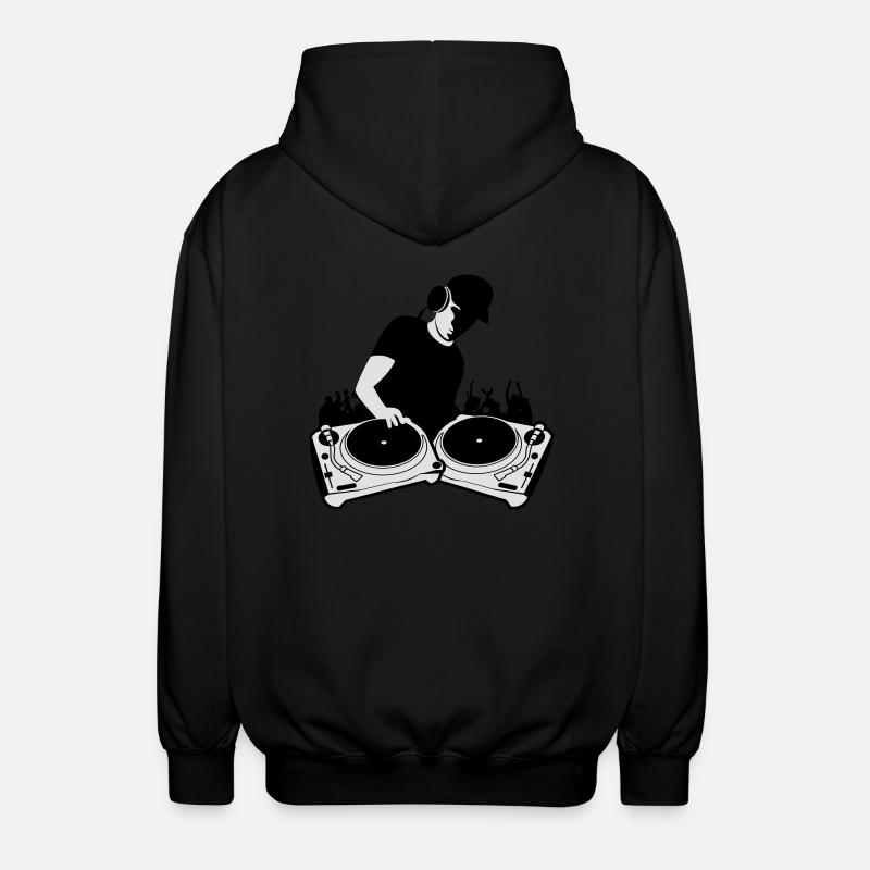 DJ mit Turntables - Unisex Kapuzenjacke - Schwarz