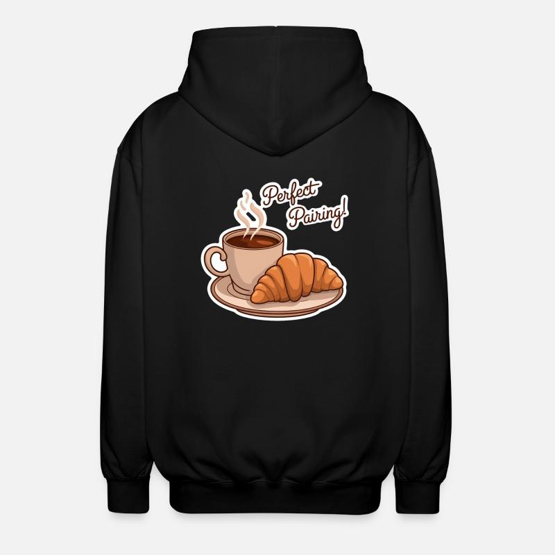 Perfect breakfast - coffee croissant - Unisex Hooded Jacket - black