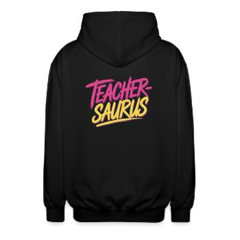 Teacher-saurus 12 - Unisex Kapuzenjacke - Schwarz - Hinten - AI Model Male 185 light (185cm)