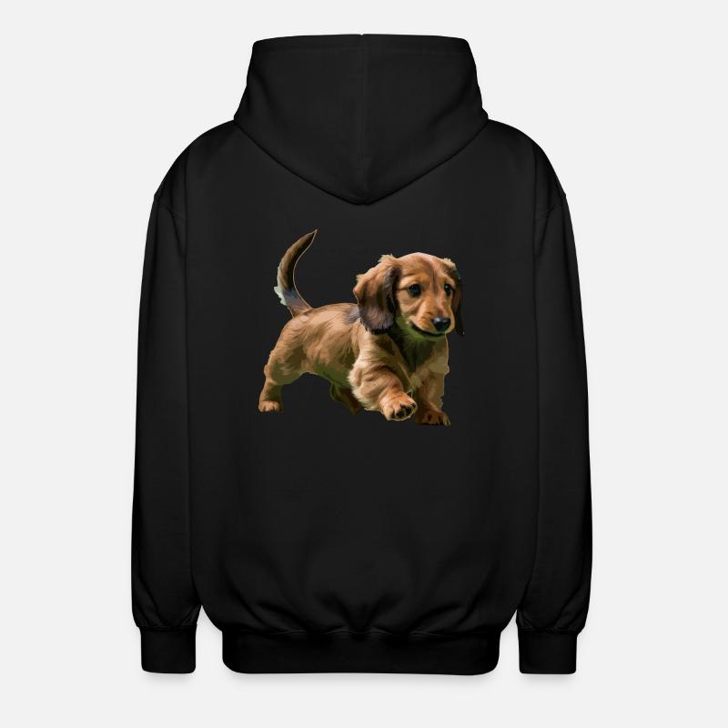 Chiot teckel - Veste à capuche unisexe - noir