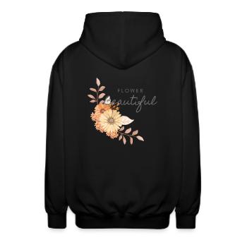 Flower - Unisex Kapuzenjacke - Schwarz - Hinten - AI Model Male 185 light (185cm)