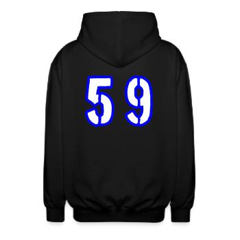 59 Zahl Symbol - Unisex Kapuzenjacke - Schwarz - Hinten - AI Model Male 185 light (185cm)