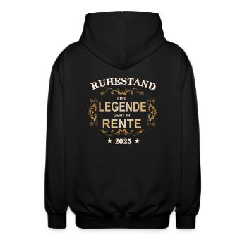 Legende Rente 2025 - Unisex Kapuzenjacke - Schwarz - Hinten - AI Model Male 185 light (185cm)