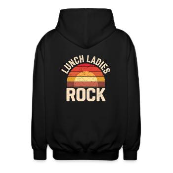 Proud of the Lunch Ladies - Unisex Hooded Jacket - black - Back - AI Model Male 185 light (185cm)