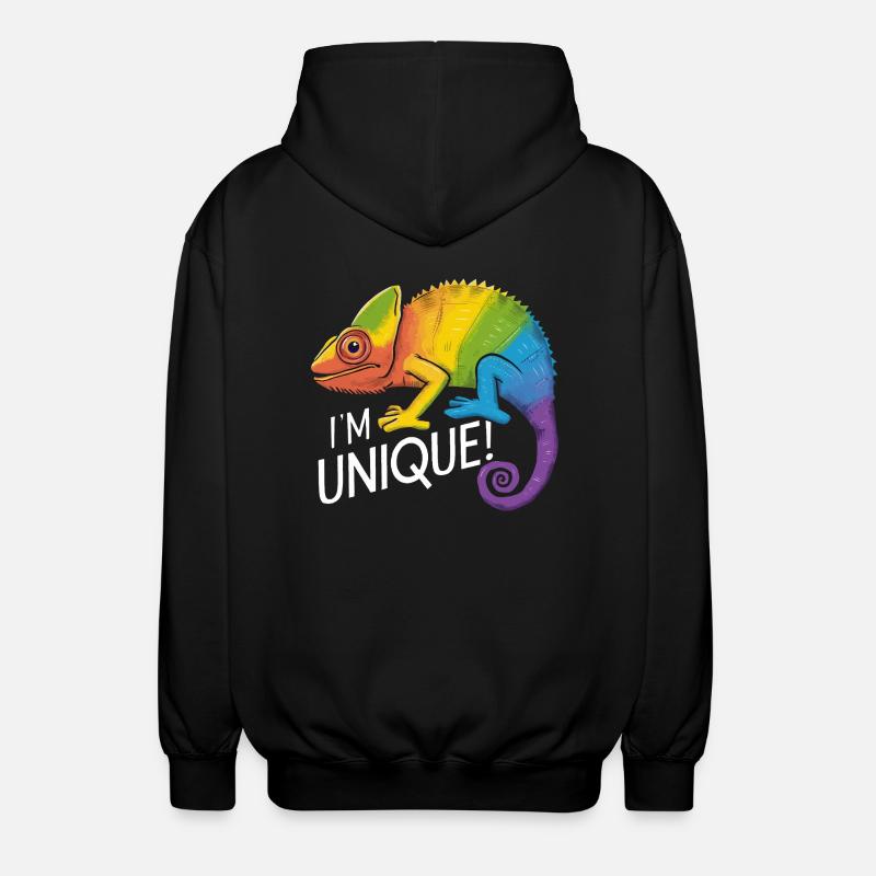 vibrant chameleon "I'm Unique!" - Unisex Hooded Jacket - black