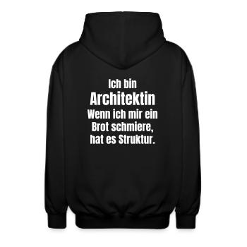 Architektin schmiert Brot mit Struktur - Unisex Kapuzenjacke - Schwarz - Hinten - AI Model Male 185 light (185cm)
