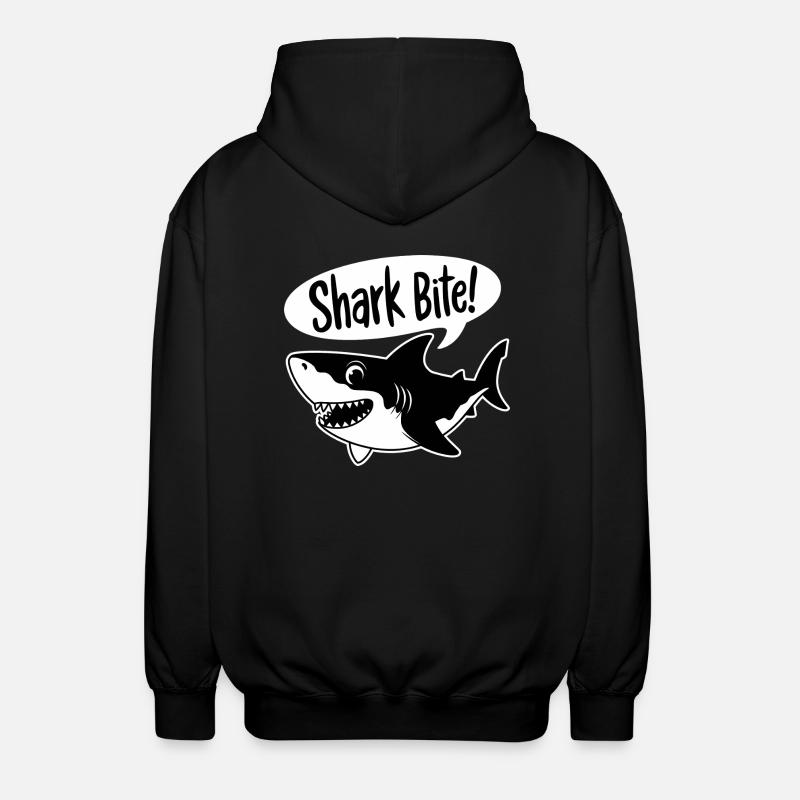 Shark Bite! - Funny Shark - Unisex Hooded Jacket - black
