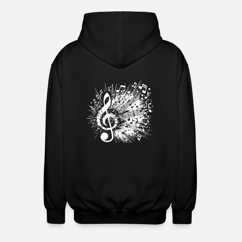 Exploding Music Clef Scale - Unisex Hooded Jacket - black