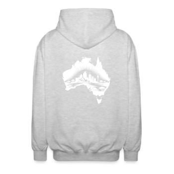 Continent australien paysage tatouage Sytyle - Veste à capuche unisexe - gris clair chiné - Dos - AI Model Male 185 light (185cm)