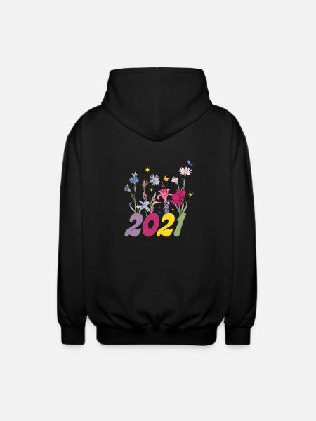 Geburtsjahr 2021 Wildblumen - Unisex Kapuzenjacke - Schwarz