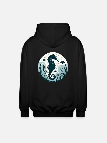 Seepferd - Unisex Kapuzenjacke - Schwarz