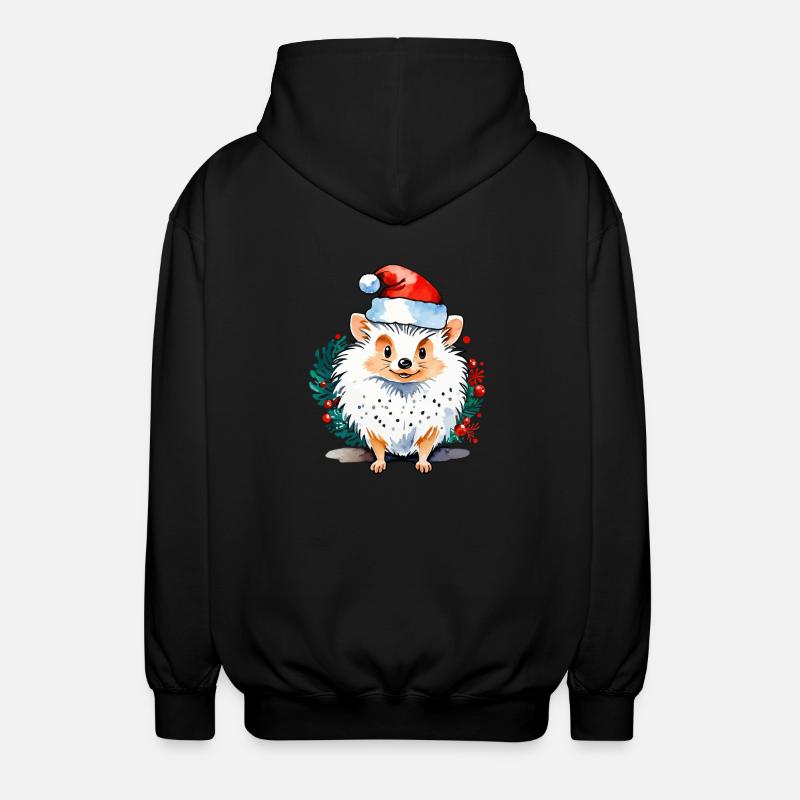 Dessin de Noël hérisson - Veste à capuche unisexe - noir