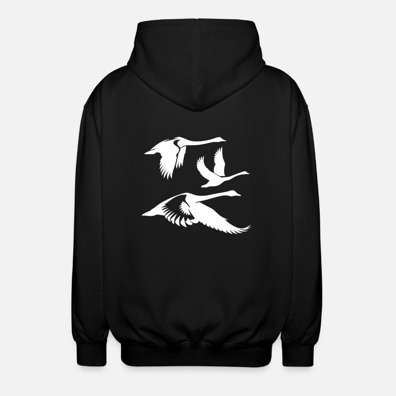 Flying whooper swans group - Unisex Hooded Jacket - black