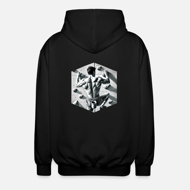 Graustufen-Kletterer-Illustration - Unisex Kapuzenjacke - Schwarz