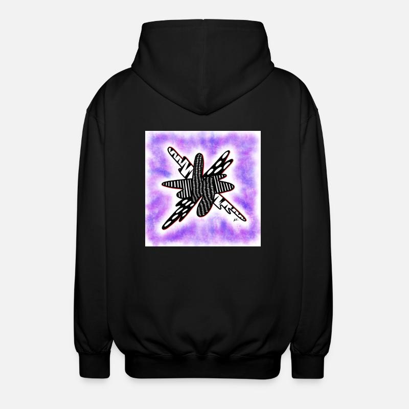 Creative patterned blob on violet - Unisex Hooded Jacket - black