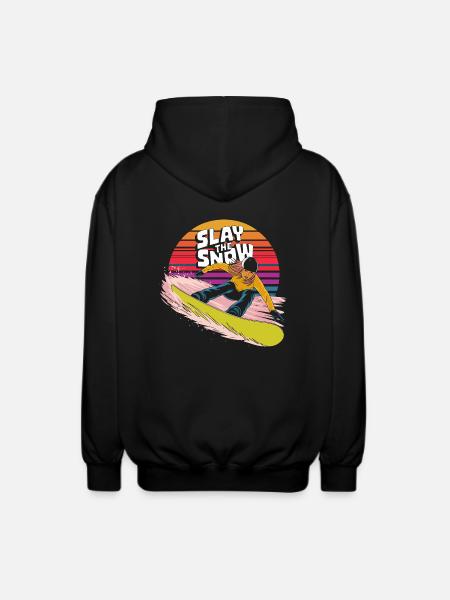 Lay the Snow Snowboarder Design - Unisex Hooded Jacket - black