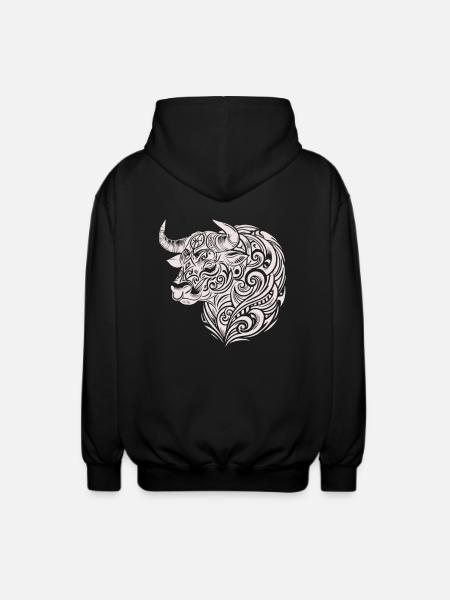 Stier Tribal - Unisex Kapuzenjacke - Schwarz