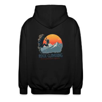 Climbing - Because Gravity Is Just a Suggestion - Unisex Hooded Jacket - black - Back - AI Model Male 185 light (185cm)