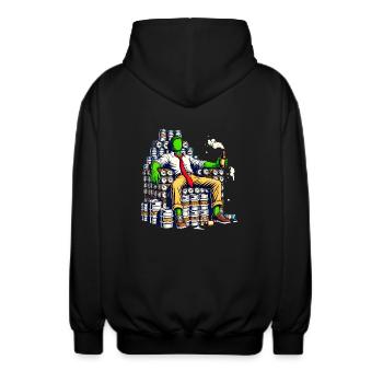 Wochenende Thron Lustiges Bier König Design - Unisex Kapuzenjacke - Schwarz - Hinten - AI Model Male 185 light (185cm)