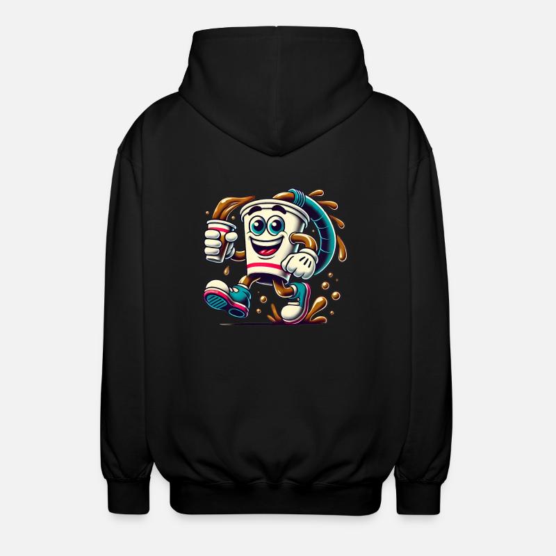 Funny Coffee Cup Cartoon Splash - Unisex Hooded Jacket - black