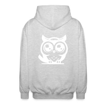 Kleine niedliche Eulen gewaltigen Augen - Unisex Kapuzenjacke - Hellgrau meliert - Hinten - AI Model Male 185 light (185cm)
