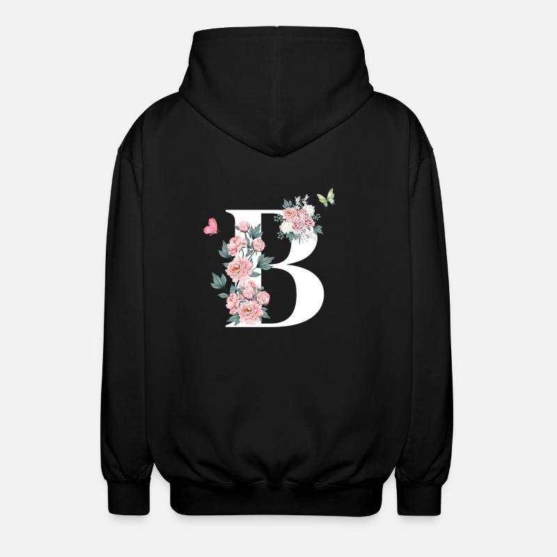 Lettre b fleurs rose - Veste à capuche unisexe - noir