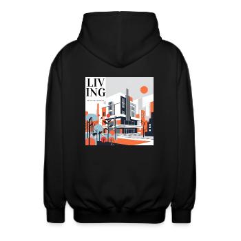 Vivre entre - Veste à capuche unisexe - noir - Dos - AI Model Male 185 light (185cm)