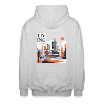 Vivre entre - Veste à capuche unisexe - gris clair chiné - Dos - AI Model Male 185 light (185cm)
